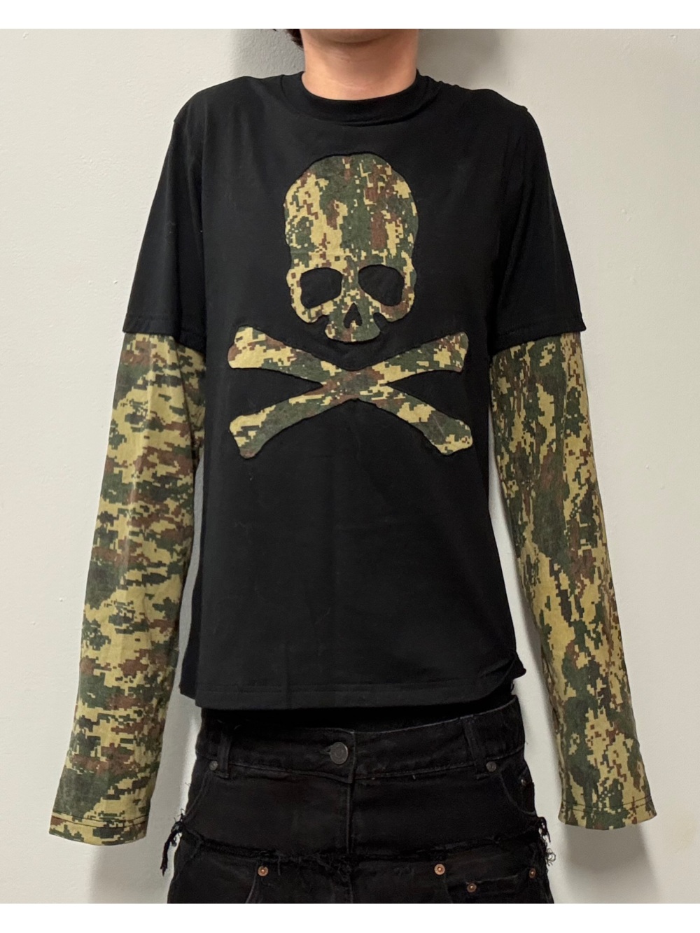 Street Fashion For Man - 2026 Neues amerikanisches Retro-Tarnmuster Skelett Fake-Two-Piece-Oberteil