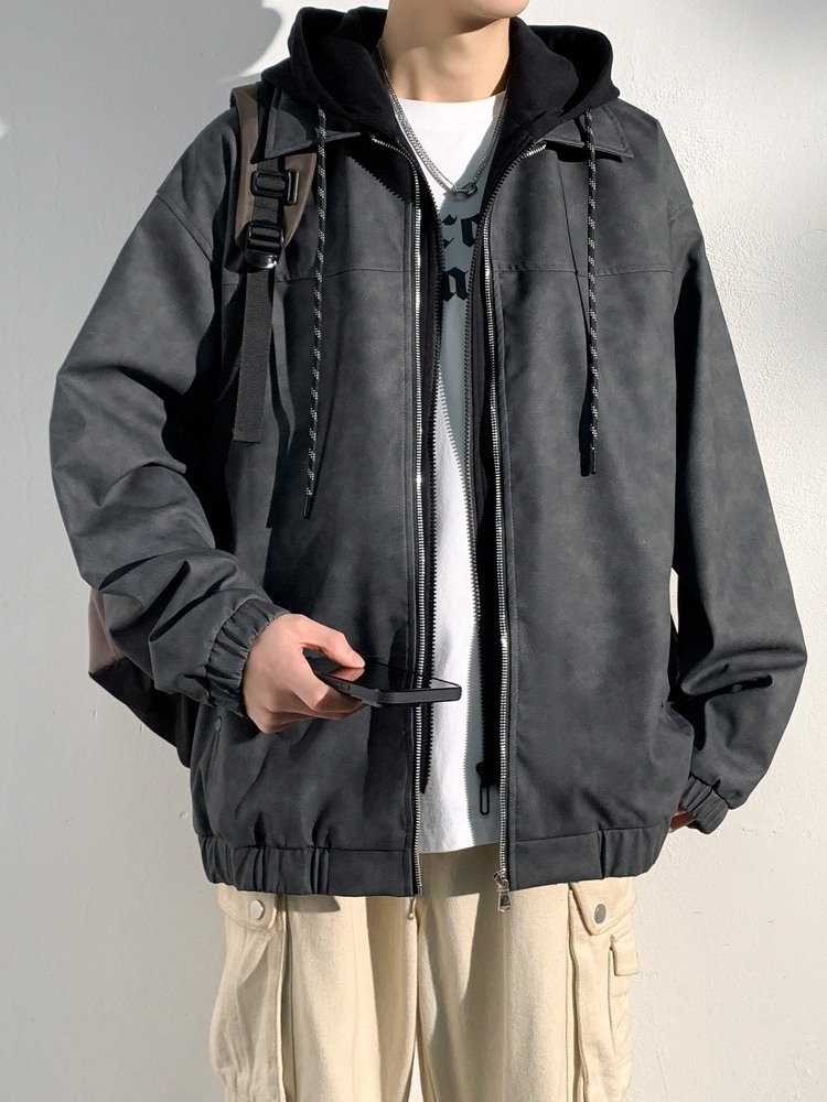 Street Fashion Asian - Herrenjacke, Mantel, asiatisch, mit Fleece gefüttert,