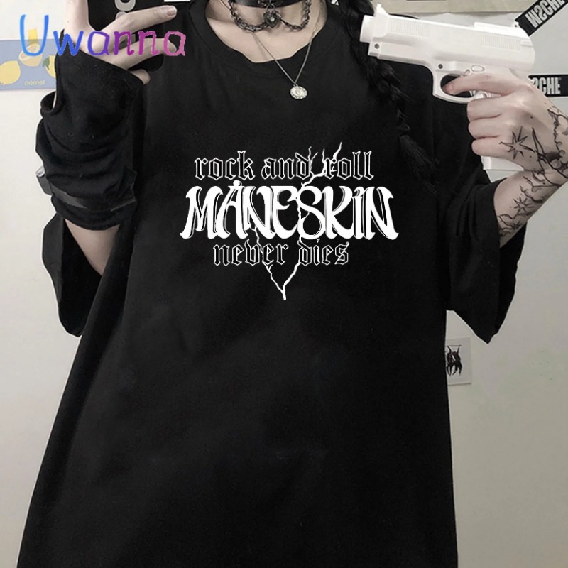 Street Fashion Asian - Übergroßes T-Shirt Grafik Maneskin Street Fashion