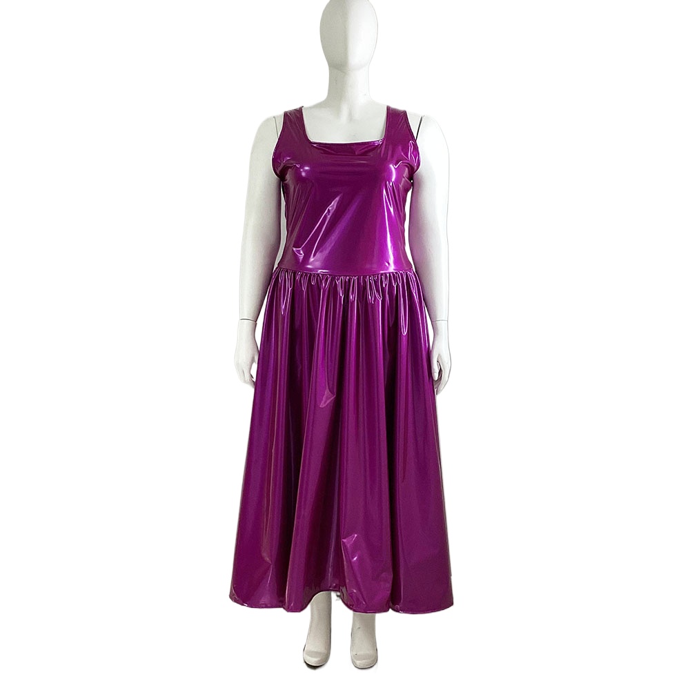 Queen Street Fashion - PVC-Tankkleid für Damen, ärmellose Passform und