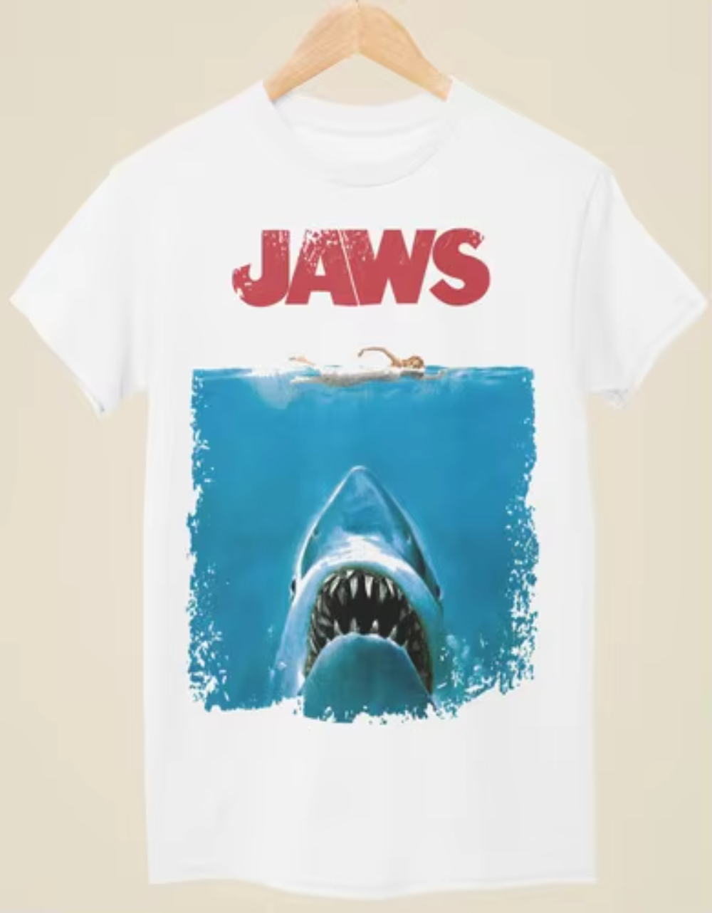 Street Fashion Poster - Vintage-T-Shirt, inspiriert vom Filmplakat „Jaws“, schwarzes