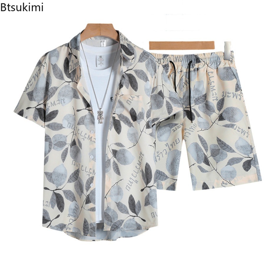 Street Fashion For Man - 3D-Gedrucktes Herren-Kurzarm-Hemd-Set Sommer Mode Lässiges Dünnes