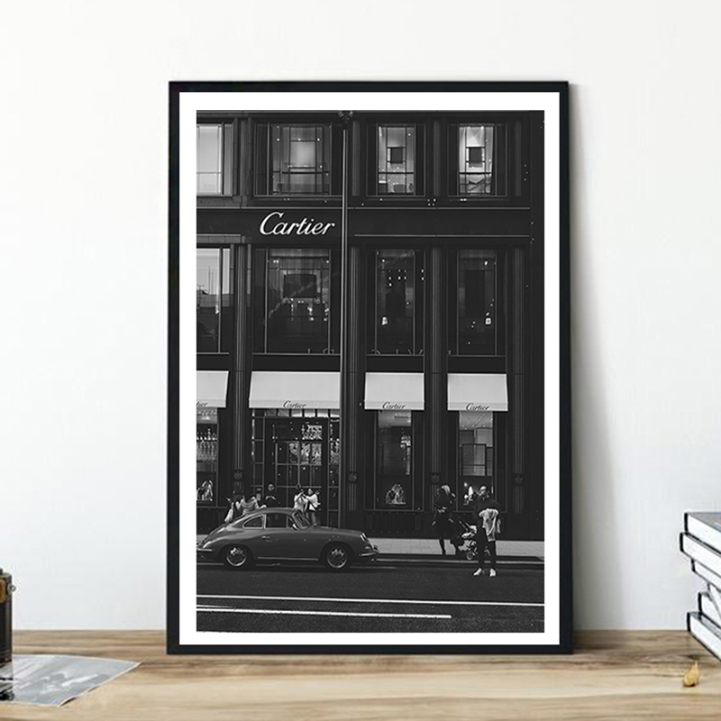Street Fashion Poster - Europäische Straßen-Leinwandbilder, Modische Schwarz-Weiß-Vintage-Fotoposter und -Drucke,
