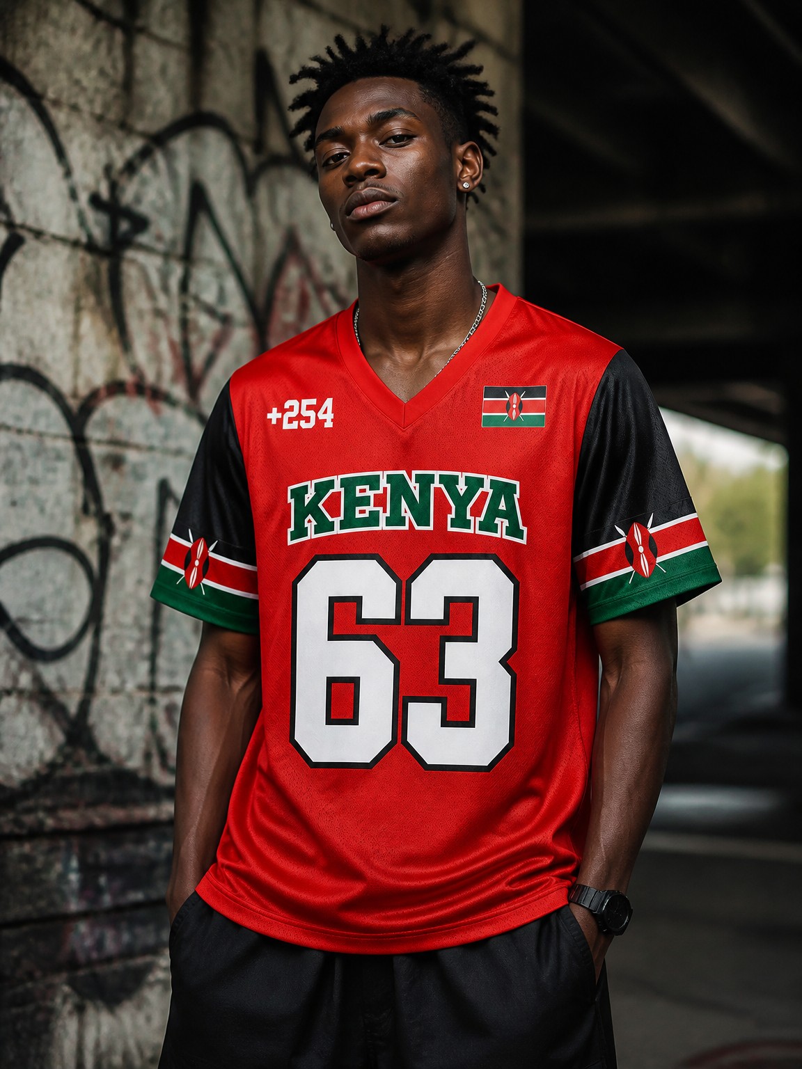 Street Fashion Kenya - Herren Kurzarm Hip-Hop Street Style Kenia