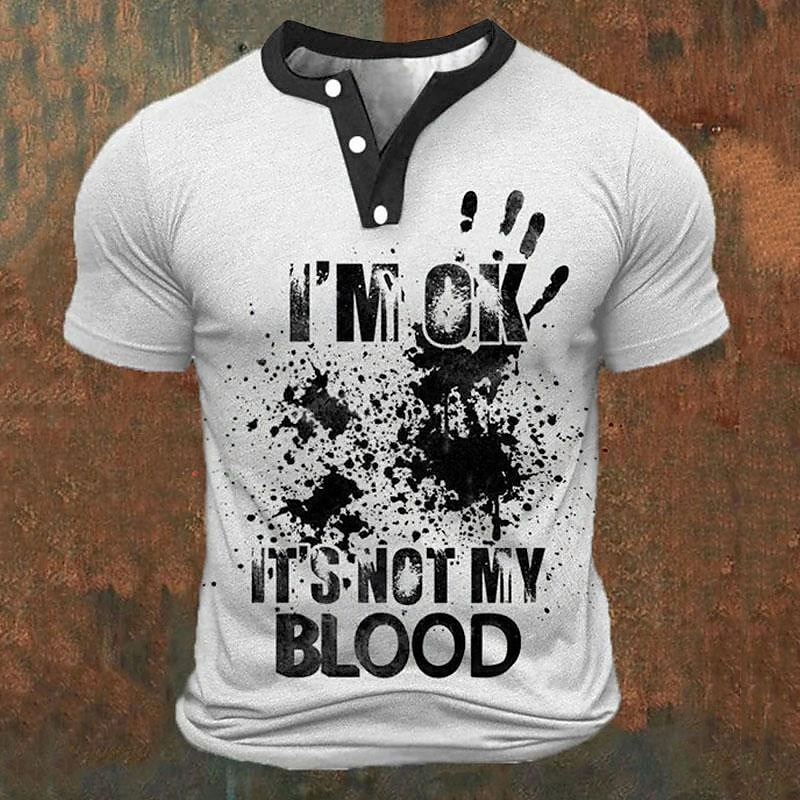 Street Fashion China - Lustige 3D-Buchstaben-Print Herren Henley-Shirts Sommer Streetwear