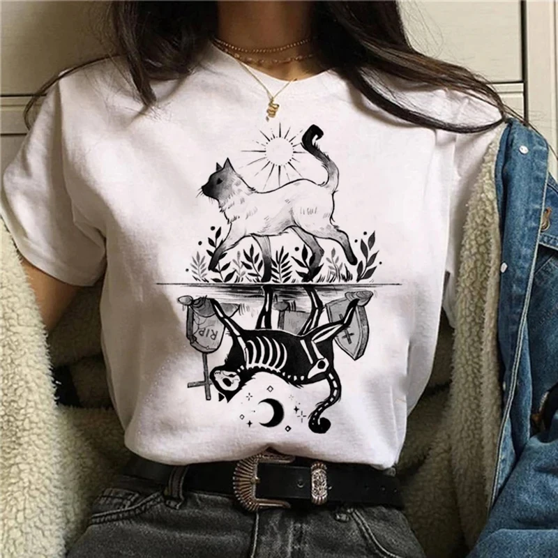 Cartoon Halloween Katze T-Shir – Street Fashion Asian Bewertung und Preis