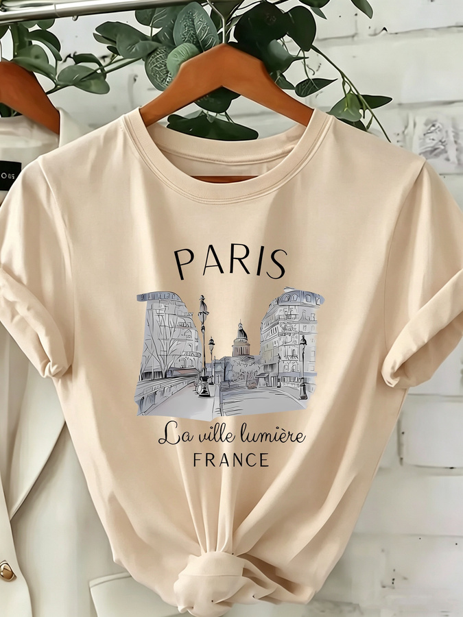 Damen-T-Shirt mit Paris-Print  – Street Fashion Paris 2025 Trends Bewertung und Preis