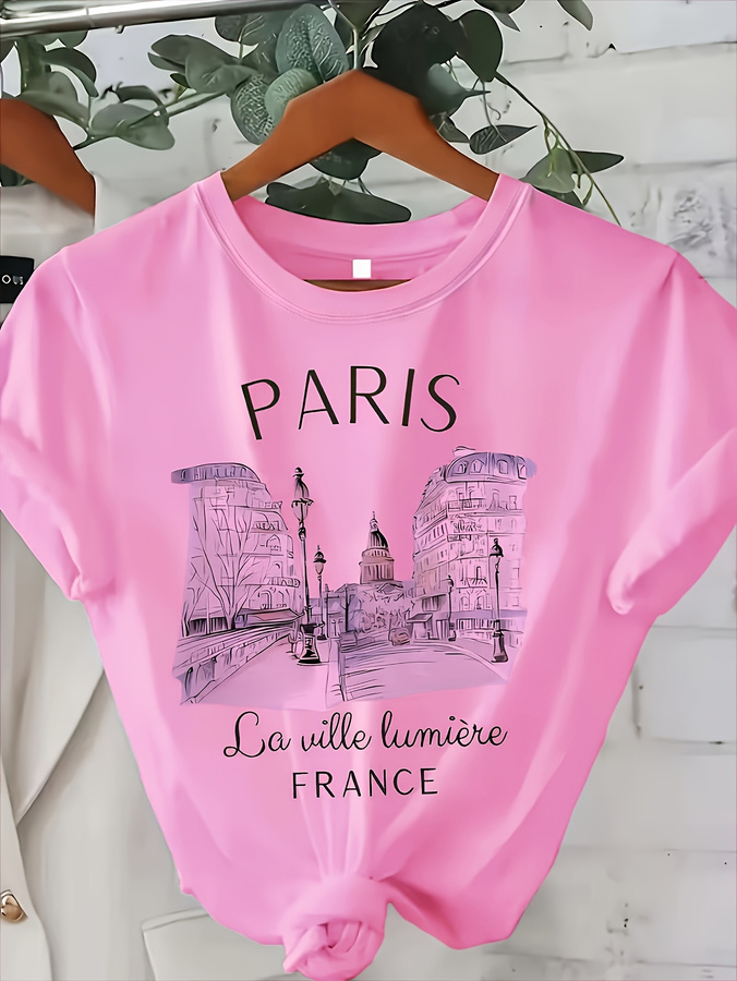 Damen-T-Shirt mit Paris-Print  – Street Fashion Paris 2025 Trends Bewertung und Preis