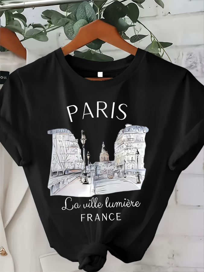 Damen-T-Shirt mit Paris-Print  – Street Fashion Paris 2025 Trends Bewertung und Preis