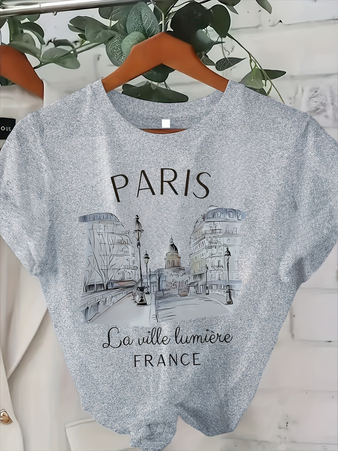 Damen-T-Shirt mit Paris-Print  – Street Fashion Paris 2025 Trends Bewertung und Preis