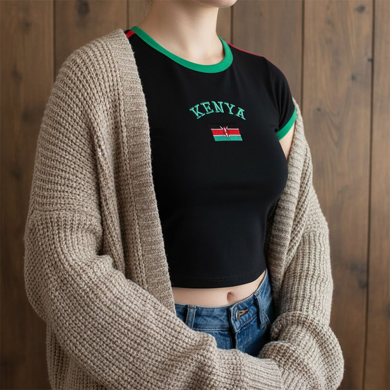 Kenia Gedruckt Crop Top Y2K Se – Street Fashion Kenya Bewertung und Preis