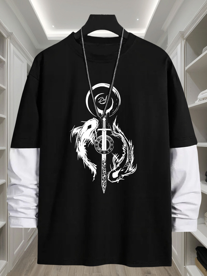 J1417 Yin-Yang Fisch-Print 2-i – Street Fashion Look Bewertung und Preis